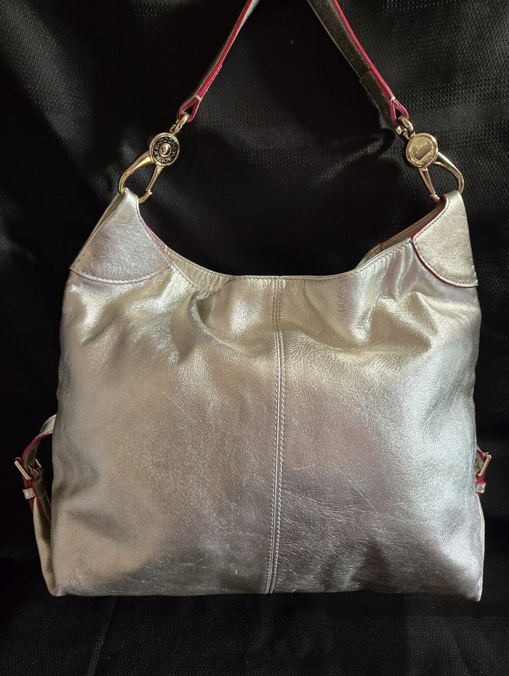 Dooney & Bourke Metallic Silver Leather Shoulder Bag EUC